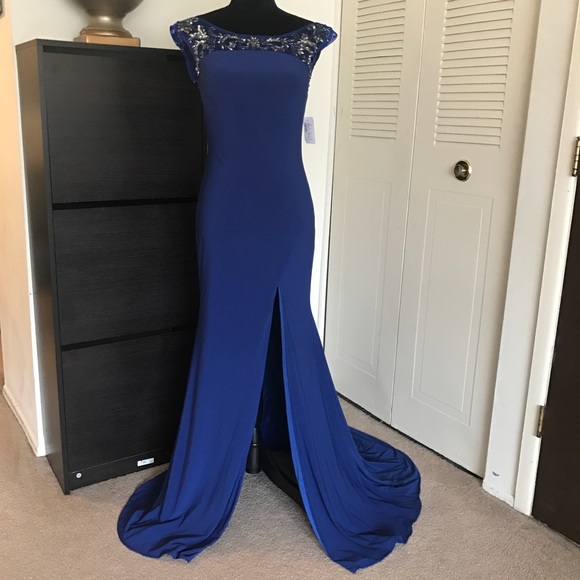 Mac Duggal Dresses & Skirts - Mac Duggal royal blue open back/ long slip dress